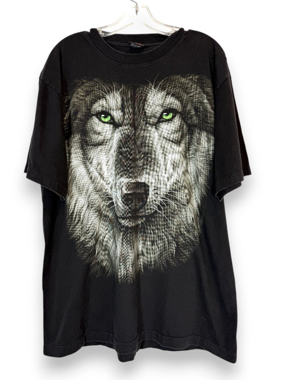 Vintage Wolf Graphic Tee T-Shirt XL Black Double Sided Graphic Unisex Oversized